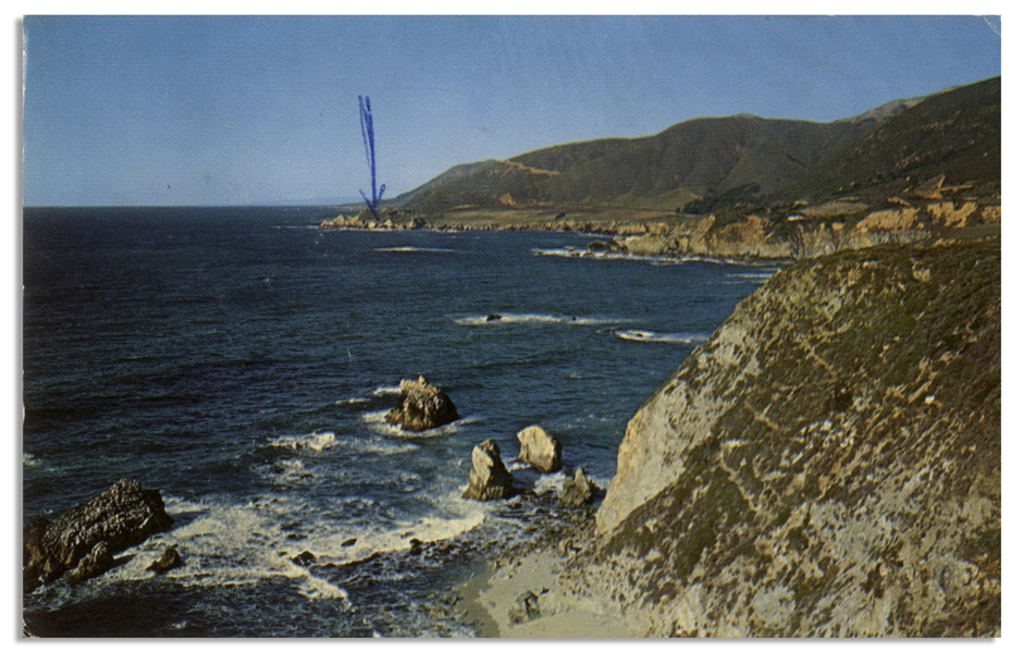 Hunter Thompson Postcard From Big Sur in 1960 -- ''...Just spent Xmas & X-eve in hot sulphur baths...''